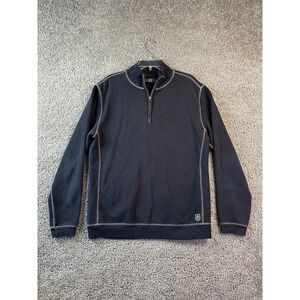 Nat Nast Sweater Mens Medium Black 1/4 Zip Pullover Cotton Luxury Originals FLAW